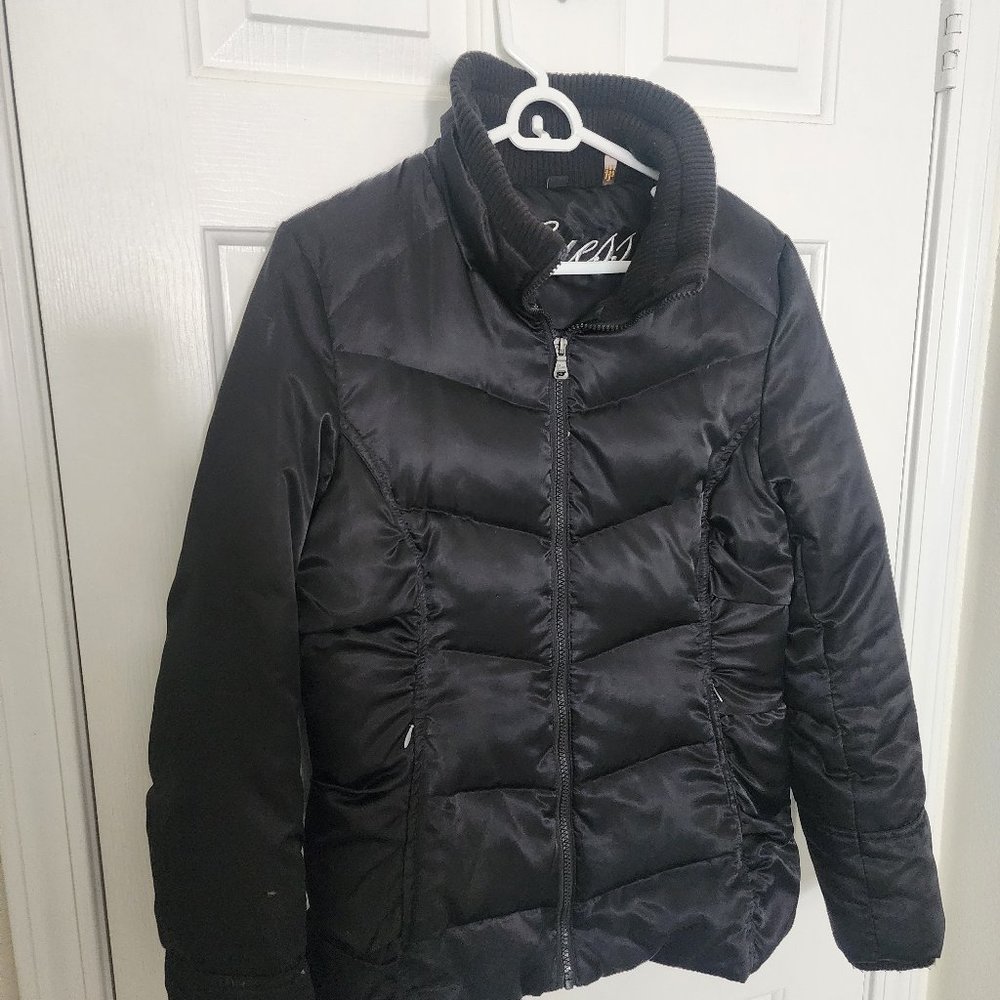 GUESS Women's Puffer Jacket Full Zip Mock Neck Black - Sz Medium